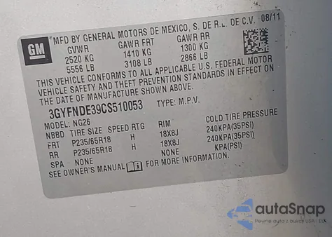 2012 Cadillac Srx Luxury Collection from USA, damaged, VIN 3GYFNDE39CS510053